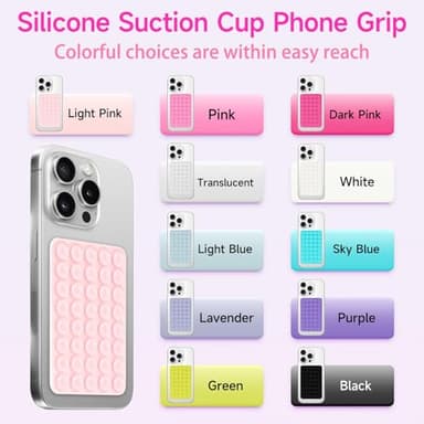 Yojaro Silicone Suction Phone Case Mount, Non Slip Suction Cup Phone Mount, Phone Accessories Holder for Selfies and Videos, Silicon Adhesive Phone Stand Sticky for Cell Phone Light Pink - Image 2