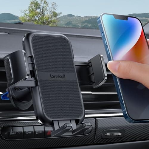 Lamicall 2025 Wider Clamp & Metal Hook Car Phone Holder Vent [Thick Cases Friendly] Phone Holders for Your Car Mount Automobile Hands Free Cradle Air Vent for iPhone 17 16 15 14 13 Pro Max Smartphone - Image 1