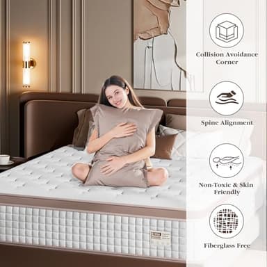 Mattress Queen Size 14 Inch - Firm Hybrid Bed in a Box for Couples & Light Sleepers, 366-Night Trial, Pocket Spring Mattress for Back Pain Relief & Motion Isolation, CertiPUR-US Certified - Image 3