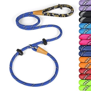 lynxking Slip Lead Dog Leash Reflective, Heavy Duty Comfortable Strong Rope for Large Medium Small Dogs No Pull Pet Training (Blue, Large 1/2in x 6ft-Slip Lead) - Image 1