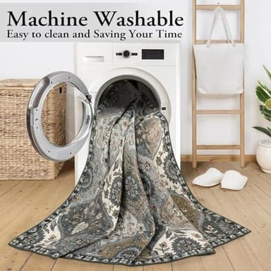 Lahome Moroccan Trellis 9x12 Rug for Living Room, Soft 9x12 Area Rug for Bedroom Dining Room, Ultra-Thin Non-Slip Non Shedding Distressed Throw Large Carpet for Office, Grey - Image 7