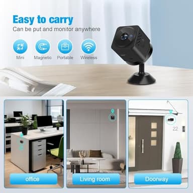 YISPK Hidden Camera 1080P HD WiFi Camera - Mini Nanny Cam with Night Vision & Motion Detection - Indoor/Outdoor Wireless Security Cam for Home, Car, Baby & Pet Monitoring(Black) - Image 3