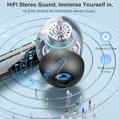 Wireless Earbuds, Bluetooth 5.4 Headphones with HiFi Stereo, in Ear Earphones with 4 ENC Mics, 48H Bluetooth Earbuds with LED Display Charging Case, IP7 Waterproof Ear Buds for Android iOS Black - Image 3