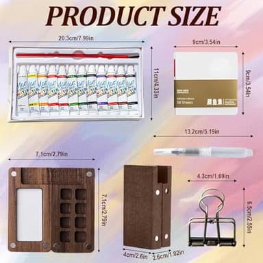 Tobios Watercolor Kit, Tobios Mini Watercolor Paint Set, 12 Color Mini Watercolor Travel Set, Pocket Artist Watercolour Travel Sets, 8 Grids Portable Paint Palette - Image 6