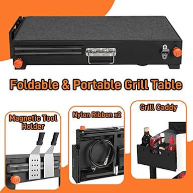 EUTRKei Grill Table for Blackstone Griddle, Portable Griddle Table with Caddy - Fit 17” or 22” Other Tabletop Grill, Foldable Ninja Grill Stand& Blackstone Griddle Stand for Outdoor Tailgating-Camping - Image 4