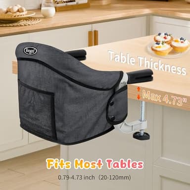 Toogel Hook on High Chair: Portable & Foldable High Chair for Babies & Toddlers 6-36 Months, 37 lbs, Black - Image 2