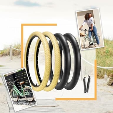 2-Pack Cruiser Bike Tires Set: Hycline 26x2.125 Inch (57-559 mm) Folding Replacement Bicycle Tires and Pair 26-inch Inner Tubes with Tire Levers for Beach or Urban City Commuter Bike-Cream - Image 6