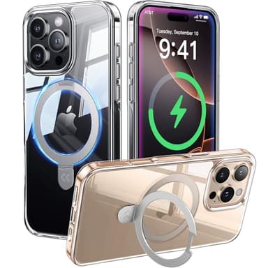 CASEKOO Ultra Magnetic Stand for iPhone 16 Pro Case Clear [Compatible with MagSafe] [16FT Military-Grade Protection] Transparent Slim Phone Ring 16 Pro Phone Cover 6.3 inch, Clear - Image 1
