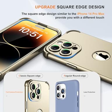 ORETECH for iPhone 14 Pro Max Case, with [2 x Screen Protectors] [10 Ft Military Grade Drop Test] [Camera Protection] 360° Shockproof Slim Thin Phone Case iPhone 14 Pro Max Cover 6.7" Gold - Image 5