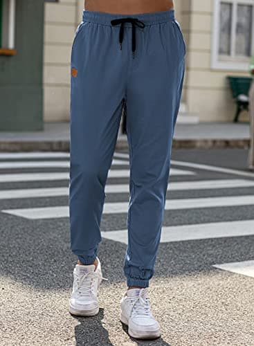 JMIERR Men's Casual Joggers Pants - Cotton Drawstring Chino Yoga Pants Hiking Outdoor Twill Track Jogging Sweatpants Travel Pants with Pockets for Men, 4XL, C Sky Blue - Image 6