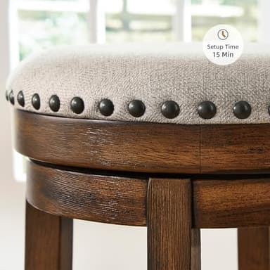 Signature Design by Ashley Valebeck 24" Counter Height Upholstered Swivel Stool, Brown & Black - Image 7