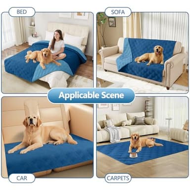 hyha Waterproof Dog Blanket, Reversible Pet Bed Blanket, Soft Sofa Couch Cover for Dogs Washable, Waterproof Pet Couch Covers for Sofa Puppy Cats Furniture Protector(68"x82", Navy Blue/Blue) - Image 7