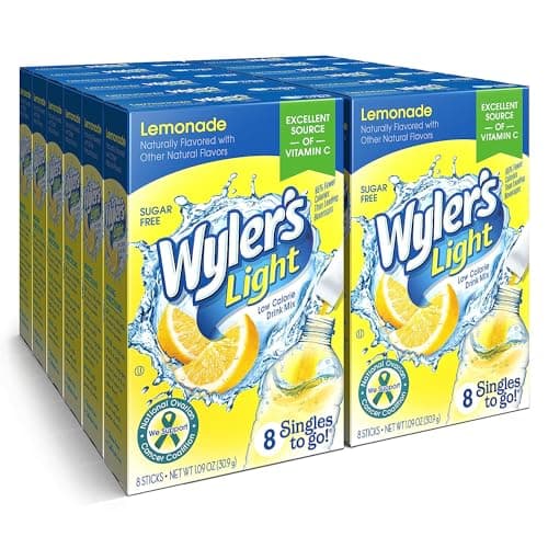 Wyler's Light Singles To Go Powder Packets, Water Drink Mix, Lemonade, 12 Boxes, 8 Servings per Box, 96 Total Servings - Image 1