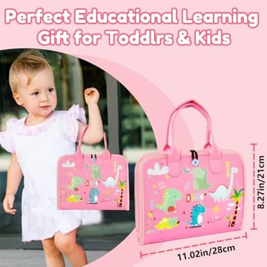 Qizfun Busy Board Book Montessori Toys for 1 2 3 4 Year Old, Girl Birthday Gifts, Educational Sensory Learning Toy for Toddlers 1-3, Car Airplane Travel Activities Toys for Kids Ages 2-4 Year Old - Image 7