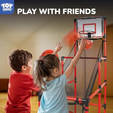 TOY Life Arcade Basketball Game Set Height Adjustable Easy Set Up with 4 Balls and Hoop Game for Kids 3 to 12 Years Old Indoor Outdoor Sport Play, Air Pump Included, Toys for Boys 5-7 Competition - Image 8