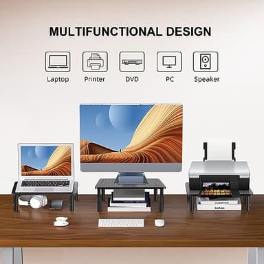 Bracwiser Monitor Stand Riser, Metal Computer Stand, 3 Height Adjustable Screen Riser with Mesh Platform for PS4, Laptop, Printer, Notebook and All Flat Screen, Holds Up to 20KG - Image 5