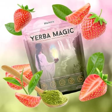 Brainista Yerba Mate Instant Tea Powder, 3-in-1 Super Drink - Clean Energy, Brain Fog Buster, and Gut Health Powered by Nootropics, Prebiotics and Probiotics | Yerba Magic Strawberry Matcha 30 Servings - Image 4