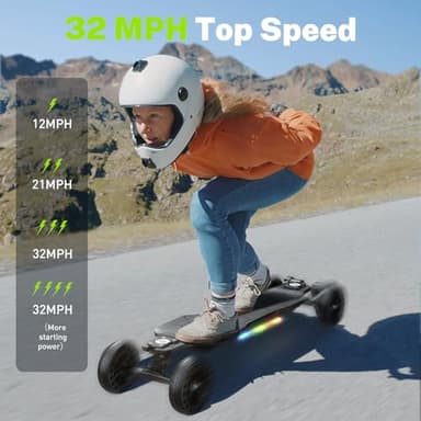 isinwheel V10 Electric Skateboard with Remote, 3000W Brushless Motor, 32 Mph Top Speed & 28 Miles Range, IP54 Waterproof, Electric Longboard Offroad for Adults ＆Teens with Ambient Light - Image 3
