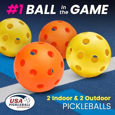 Pickleball Paddles Set of 2 or 4, USAPA Approved Pickleball Set with 4 Pickleball Balls and Pickleball Bag, Fiberglass Pickle Ball Rackets 2 Pack(Blue&Red) - Image 5