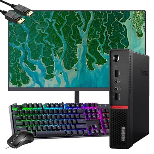 Lenovo ThinkCentre M715Q Mini Tiny Desktop PC w/FHD Monitor, AMD PRO A12-9800E, 16GB RAM, 512GB SSD, Displayport, RJ-45, WiFi, Bluetooth, Windows 10 Pro(Renewed) - Image 1