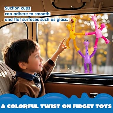 JOYIN 4 Pcs Pop Tubes Suction Cup Giraffe Toys, Autism Sensory Gifts Fidget Toys for Kids Toddler Boys Girls Year Ages 3 4 5 6 7 8 9 10 Birthday Party Favors Kids Travel Classroom Prize - Image 6