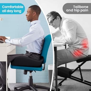 Benazcap Seat Cushion, Memory Foam Cushions for Office Chair - Ergonomic Chair Cushions for Tailbone Pain Relief, Sciatica & Back Support, Office Chair Cushion & Car Seat Cushion - Image 7