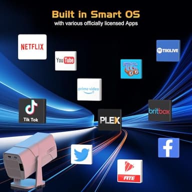 【Netflix Officially Licensed】TMY Projector with Built in Apps, 1080P Movie Projector with WiFi and Bluetooth, Electric Focus & Auto Keystone, 270° Rotatable Outdoor Projector for Phone/PC/HDMI/USB - Image 2