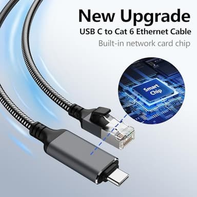 USB C to Ethernet Cable 25 FT, Driver-Free Type C to RJ45, Thunderbolt 3/4 Compatible, Plug & Play, Nylon Braided, 1Gbps Gigabit LAN for MacBook Pro/Air, iPhone 15 Pro/Max, Dell XPS, Galaxy S8-S23 - Image 4