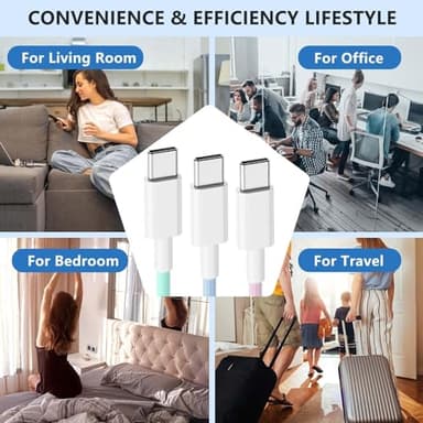 USB C to USB C Cable 3/6/10 FT for iPhone 16 15 Pro Max,Long C to C Cable Fast Charging Cord Braided for iPhone 16 15 Pro/16 15 Plus/16e,MacBook,iPad 10/11th 60W-Purple - Image 6