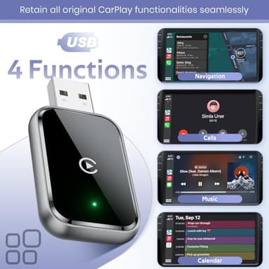 Wireless CarPlay Adapter for iPhone, Convert Wired to Wireless Apple CarPlay Adapter, Mini Size with Extension Cable USB & USB-C/Type-C, Stable Control & No Delay, Black - Image 5