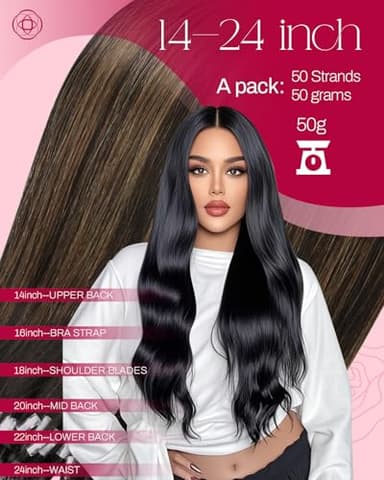 Moresoo Micro Loop Hair Extensions Human Hair Balayage Darkest Brown with Medium Brown Hair Extensions Human Hair Micro Link Extensions for Women Silky Straight 50G 50S 18 Inch - Image 3