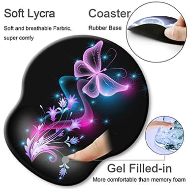 Ergonomic Mouse Pad with Wrist Support Rest,Large Mousepad Gel Wrist Rest, with Coaster Non-Slip & Pain Relief for Computer, Desk, Home&Office-Purple Butterflies - Image 5