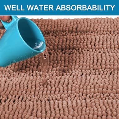 H.VERSAILTEX Bathroom Rugs Bath Rug Set 2 Piece Bathroom Contour Rug Toilet Mat Non Slip Contour Bath Rug Ultra Thick Water Absorbent Striped Bath Mats Washable(47" x 17" Plus 20" x 20" U, Muted Clay) - Image 5