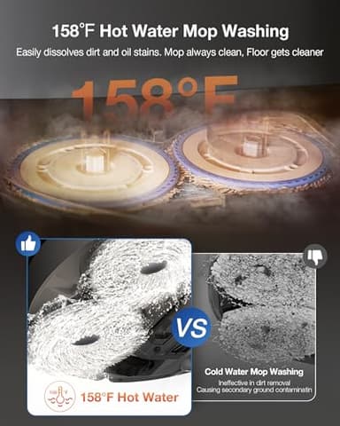 ECOVACS DEEBOT T30S Care Robot Vacuum and Mop, 11000Pa, ZeroTangle Technology, TruEdge Adaptive Edge, Hot Wate Washing, Self-Emptying, Self Refilling, Auto Lifting, Obstacle Avoidance - Image 6