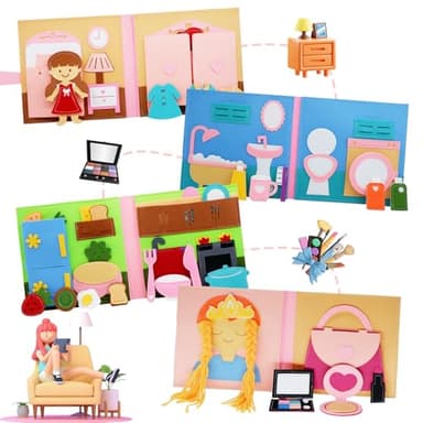 BizyKoady Montessori Felt Busy Book Toddlers Quiet Book Preschool Early Learning Educational Travel Toys for Kids Age 2 3 4 5 6 Years Travel Essentials Daily House Learning Activities Girls - Image 3