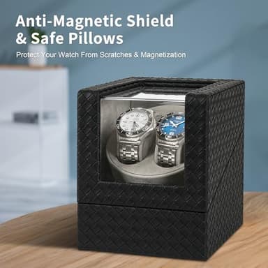 Watch Winder with Japanese Motor – Silent Adjustable Rotation, Premium PU Leather Dual Automatic Watch Winder, Soft Interior,Luxurious Display Case for Automatic Watches - Image 7