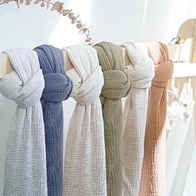 lulumoon Muslin Swaddle Blanket Baby - Cotton Swaddling Blanket Soft Baby Receiving Blankets Neutral 2Pack(Olive) - Image 7