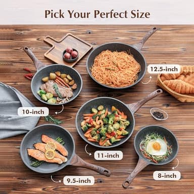 SENSARTE 12.5 Inch Nonstick Frying Pan Skillet, Swiss Granite Coating Omelette Pan, Healthy Stone Cookware, PFOA Free - Image 6