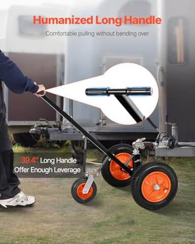 VEVOR Trailer Dolly, 1000lbs Tongue Weight Capacity, Carbon Steel Trailer Mover with 16.7 inch and 22 inch Height Adjustable Trailer Dolly, 2 inch Ball, 14 inch Pneumatic Tires, for Moving RV Trailer - Image 6