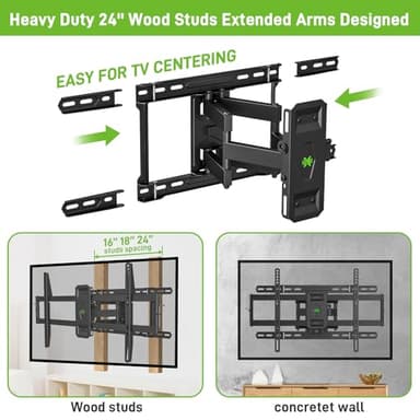 USX MOUNT UL Listed TV Wall Mount for 42"-85" TVS, Fits 16" 18" or 24" Studs, Full Motion Wall Mount Swivel Tilt Extension TV Bracket with Dual Articulating Arms, Max VESA 600x400mm, Load 110lbs - Image 2
