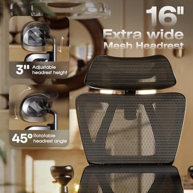 ELABEST T11 Ergonomic Office Chair,High Back Desk Chairs with Separate Lumbar Support,Magic Armrests,Adjustable Wide Headrest,Comfy Executive Computer Chair,Big and Tall Mesh Chair for Home Office - Image 5