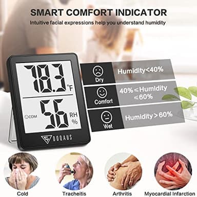 DOQAUS Digital Hygrometer Indoor Thermometer Humidity Meter Room Thermometer with 5s Fast Refresh Accurate Temperature Humidity Monitor for Home, Bedroom, Baby Room, Office, Greenhouse, Cellar (Black) - Image 3