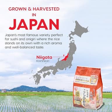 IRIS Ultra Premium Japanese Short Grain White Sticky Sushi Rice, Koshihikari, Dried Uncooked Rice, Gluten Free, Vegan, Low Fat, Product of Japan, 3.3 lb (5-Pack, 300g) - Image 4