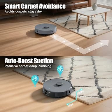 AIRROBO T25+ Robot Vacuum and Mop Combo, 5500Pa Suction, Pet Area Smart Boost, Carpet Detection, Tangle-Free Brush, LDS Mapping, APP Control, 3.5L Self-Empty Bin for Hard Floors, Carpets, Pet Hair - Image 4
