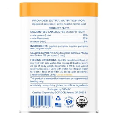 Native Pet Pumpkin for Dogs - Organic Powder Pumpkin Puree Dog Food Toppers -Rich in Fiber Supplement Powder Helps with Digestion, Nutrient Absorption, Diarrhea, Constipation & Upset Stomach-30 Scoops - Image 6