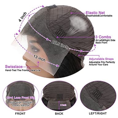 NVL Hair Straight Human Hair Wig, 13x4 Lace Front Wig for Women, Pre-Plucked with Baby Hair, Glueless, 200% Density, Natural Color, 22 Inch - Image 6