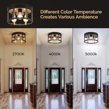 MAYNA 3-Light Retro Farmhouse Flush Mount Round Vintage Metal and Wood Ceiling Light Fixtures, Rustic Ceiling Lamp for Kitchen, Hallway, Entryway, Bedroom, Dining Room - Image 6