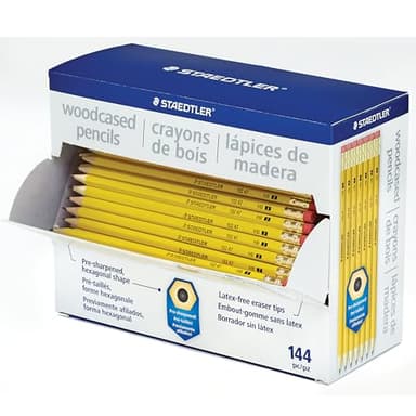 STAEDTLER Yellow School Pencils (144-Pack), Pre-Sharpened #2 HB with Erasers, Ready-to-Use School Supplies for Students and Teachers - Image 3