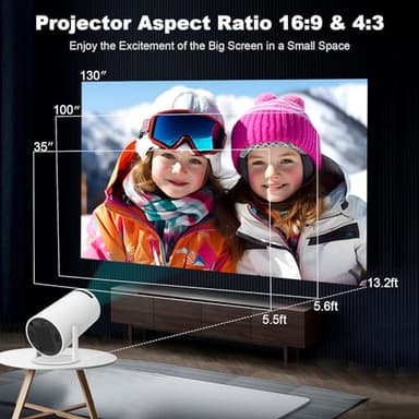 Mini Projector, HY300 PRO Portable Projector, Support 4K 1080P with Dual-Band WIFI6 5G Wireless 5.2 Bluetooth Android 13, 180° Rotatable, Auto Keystone Correction, 35"-130" Screen Video Projector - Image 7