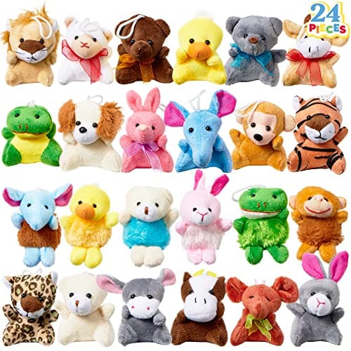 JOYIN 24 Pack Mini Animal Plush Toy Assortment (24 Units 3" Each), Animals Keychain Decoration for Kids, Small Stuffed Animal Bulk for Kids, Carnival Prizes, School Gifts, Halloween Goodie Bags - Image 1